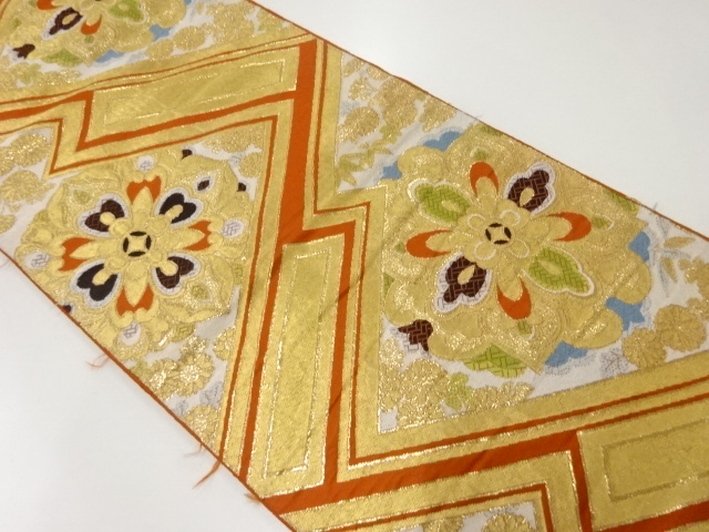 アンティーク　華文模様織出し袋帯（材料）